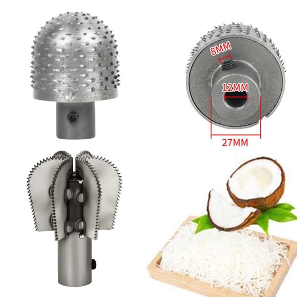 Raskaskäyttöinen kookosraastimen pää / teräkaavinpää silppuri 12mm B