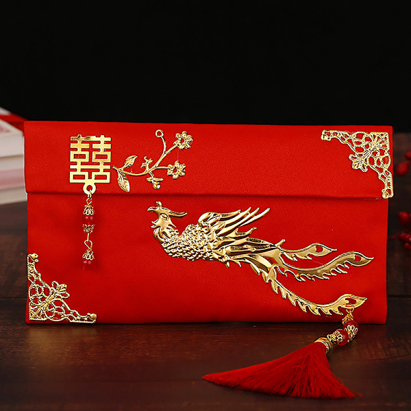 1kpl New Year 2024 Lucky Money Bag Texture Faux Silk Red Envelo 1