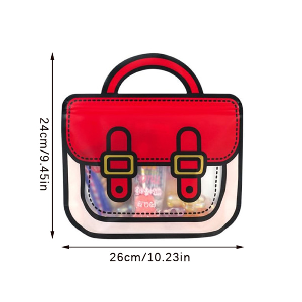 5 stk e Skolesekk Form Godteriposer Hangbags Cartoon Plastic Zipp Red L