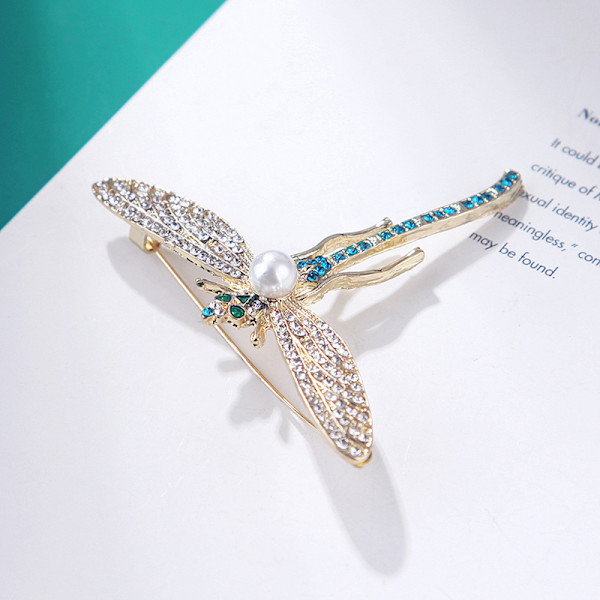 Pearl Rhinestone Dragonfly Brosch för kvinnor Barock Trendig Eleg