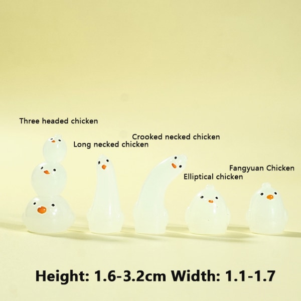 5 STK Luminous Mini Funny Chicken Combination Legetøj Micro Landsca White