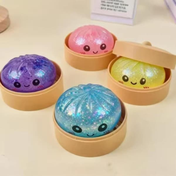 Overdimensionerede Regnbue Dumpling Squishies Blød Langsom Rebound Sensorisk Blue