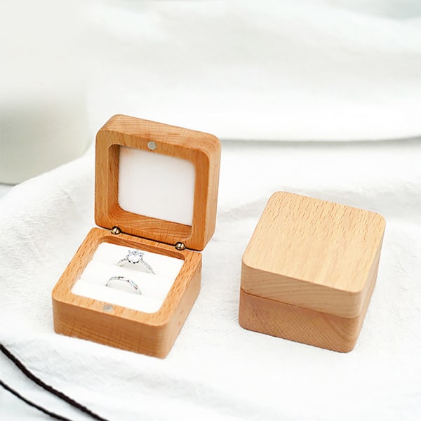 Wood Gifting Ring Gaveesker Etui Emballasje for smykker Ring Ne A1