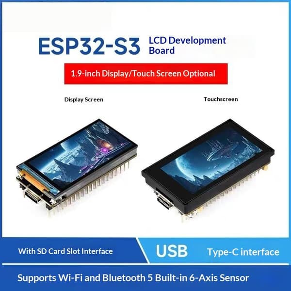 1 st ESP32-S3 1,9 tums LCD 170×320 IPS Pekskärmsmodul 262K Touch LCD