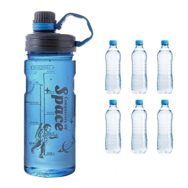 Vannflaskekopp med stor kapasitet Bærbar sportsdrikkekolbe Gym Blue 1100ml