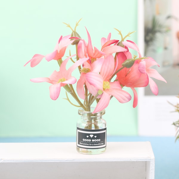 1:12 Dukkehus Miniatyr glassvase Blomsterpotte i potte Bonsai G Pink