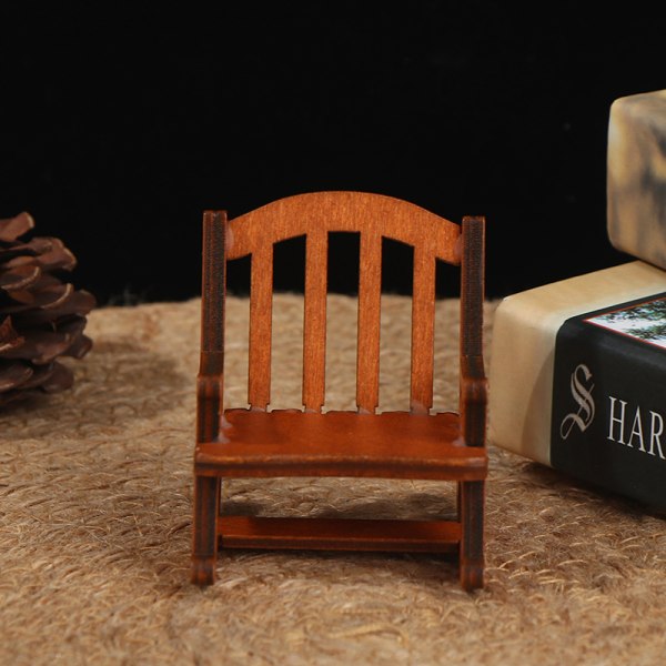 1/12 trä mini dockskåp gungstol modell leksak DIY miniatyr