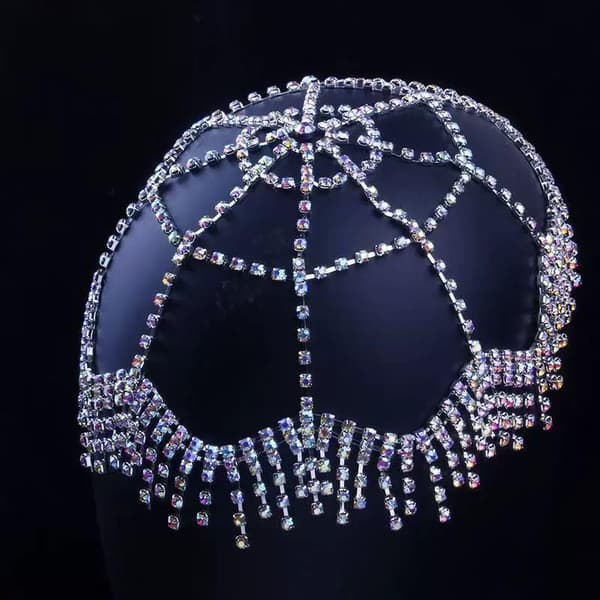 1 stk. hul netting dusk lue hodeplagg bohemsk rhinestone hode A2