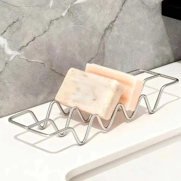 Minimalistisk såpeskålholder i rustfritt stål med drenering Silver