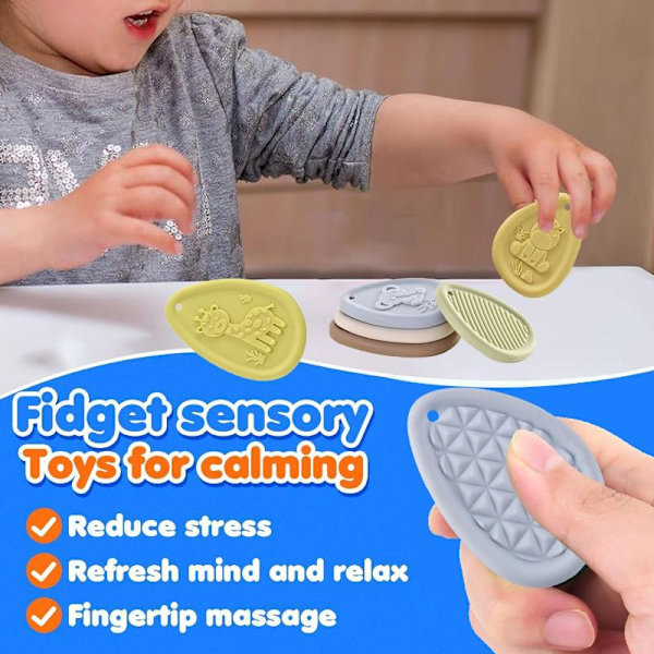Fidget Legetøj Voksne Sensorisk Silikone Sten 6-pak Tekstureret Til 6PCS