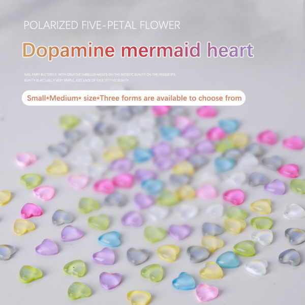 50 kpl S/M/L Frozen Dopamine Love Heart 3D Nail Art Charm Decora L