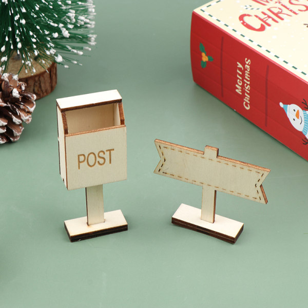 1Sett 1:12 Dukkehus Miniatyr Fairy Door Postbox Gjerde Xmas Tre