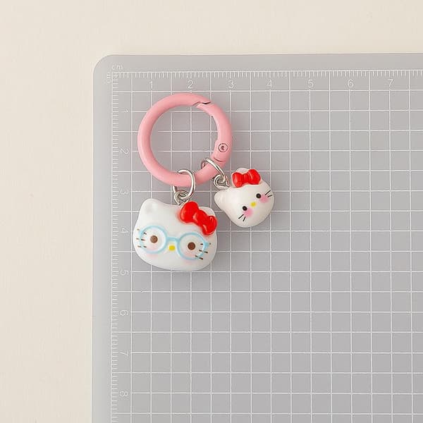Sød Kat Nøglering Med Pom Pom Stjerne Ring Kawaii Harpiks Dyr Nøgle C A2