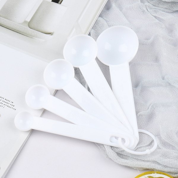 5st Bakning Matlagningsredskap Plast Mätsked Mätsnutt White