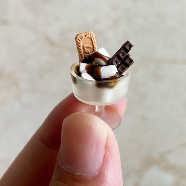 Miniatyr Dollhouse Chokladkex sockervaddskopp Låtsas
