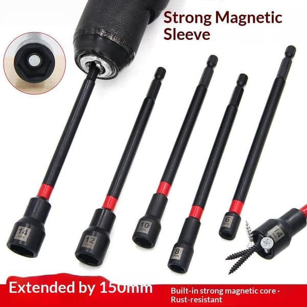 1/5 stk magnetisk lang muttertrekker sett for slagdrill sekskantet hylse A1