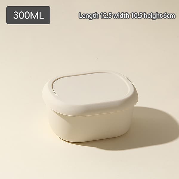 Silikon Bento Bokser Matbokser Oppbevaringsbeholder Friskholdende Beige 300ML