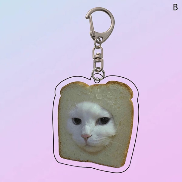 Creative e Toast Cat Akryl nøglering Funny Kawaii Animal Penda D