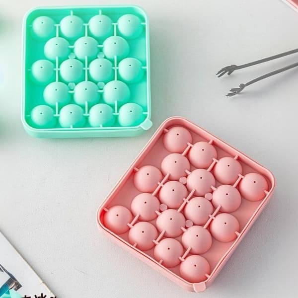 Silikon isbitkule med 18 rom og lokk Fruktis C Pink