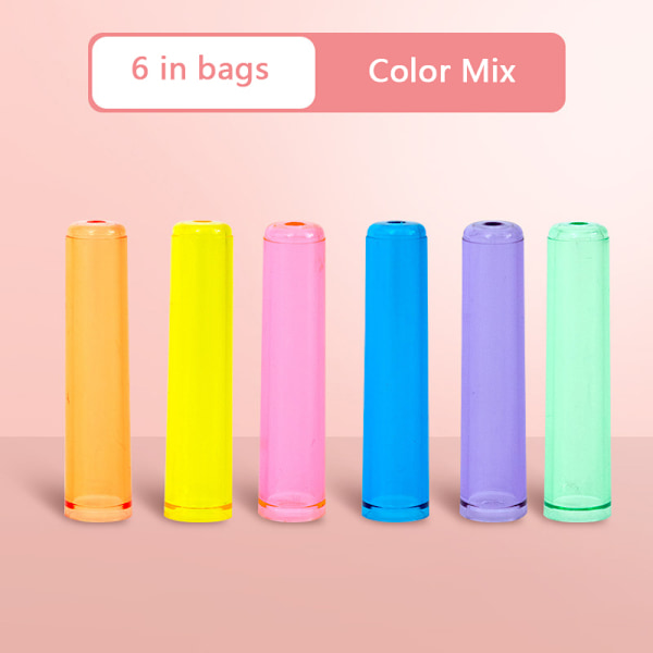 6 ST Färg Transparent Plast Pencil Extender Pennskydd Ca A2