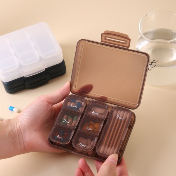Bärbart case av plast Resor en veckas packfack Brown