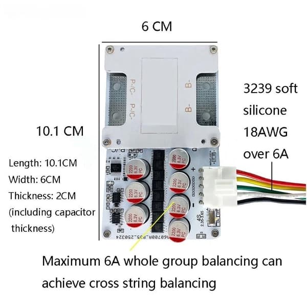 1 stk 100A 4S Aktiv Balance BMS Lithium Batteribeskyttelseskort A2