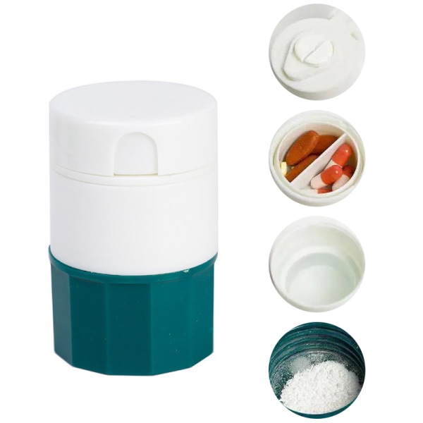 4 in 1 Kannettava 4-kerroksinen tablettimyllyjauhe Pill ter Lääketiede White