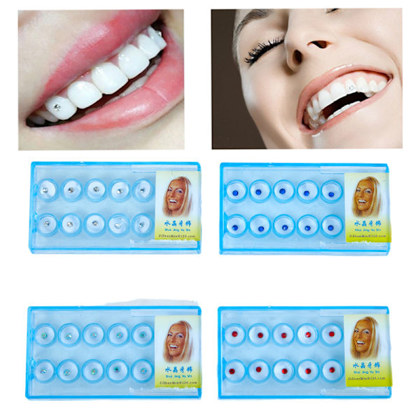 10 stk./æske Akryl Diamond Dental Materiale Stud Tooth Gems Jewe Multicolor