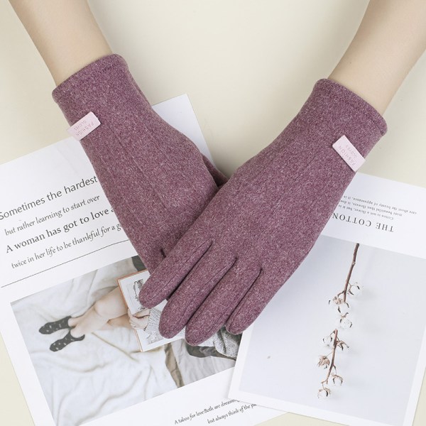 1Pair Winter Warm Touch elegantit yksinkertaiset kashmirkäsineet paksuuntumaan Pink