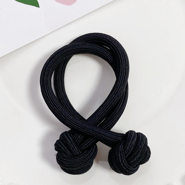 Yksinkertainen e paksu kestävä elastinen hiuskuminauha naisten tyttöjen solmio Black