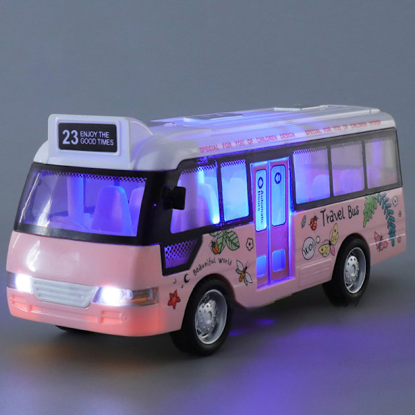 Skolebus Lyd Lys Tour Bus Model Boy Toy Diecasts Toy Vehi Pink