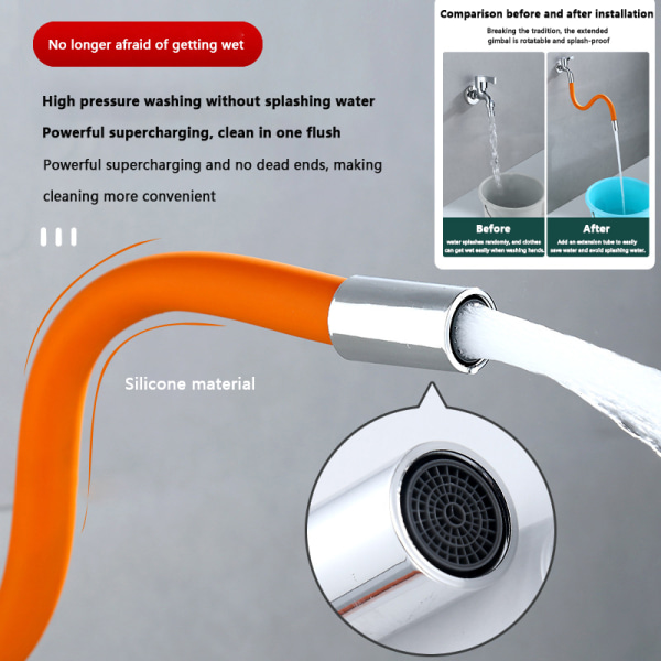 Kranförlängningsförlängare Badrum 360° Rotation Justera böjning 20CM