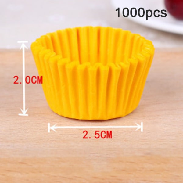 1000 STK 25x20 mm kake cupcake liner bake muffinsbrett kakeform yellow