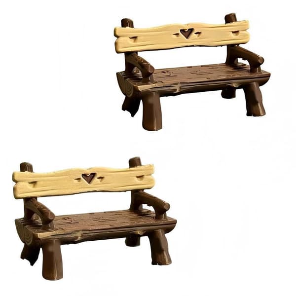 2 st 1/12 Dockhusbänk Mini Parkstol Trädgårdsprydnad Mikro 2Pcs