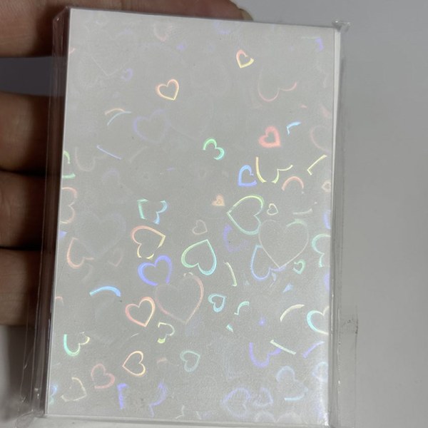 50 kpl Kpop Card Sleeves 61x91mm 20C Heart Bling pidike Holo Silver