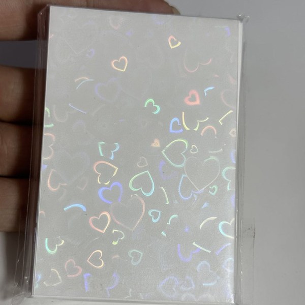 50 st Kpop Card Sleeves 61x91mm 20C Heart Bling Hållare För Holo Silver