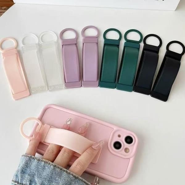 Mobiltelefon Håndbånd Plastik Fingerstrop Push Pull Telefonholder Pink