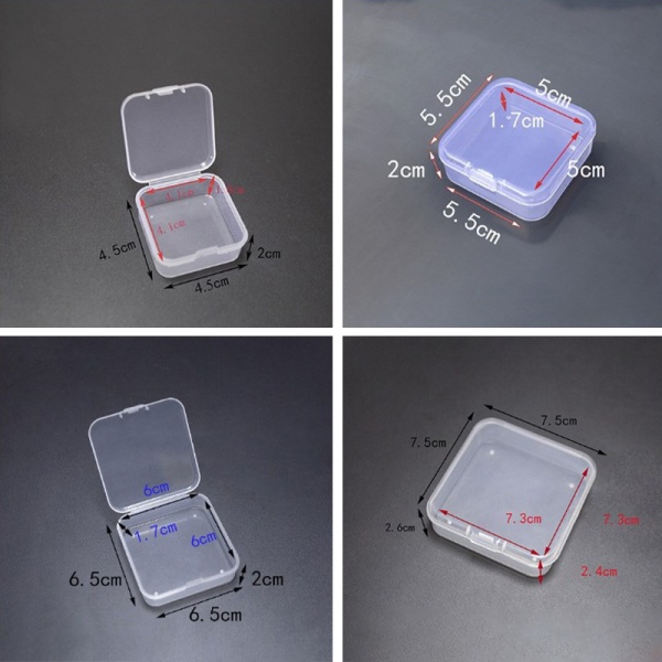 Mini Square Boxes kirkas muovinen korujen case D