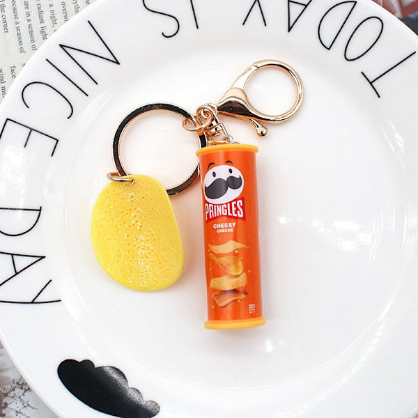 Imitation Pringles Potatischip Nyckelring Hink Snack Pizza Pota A3