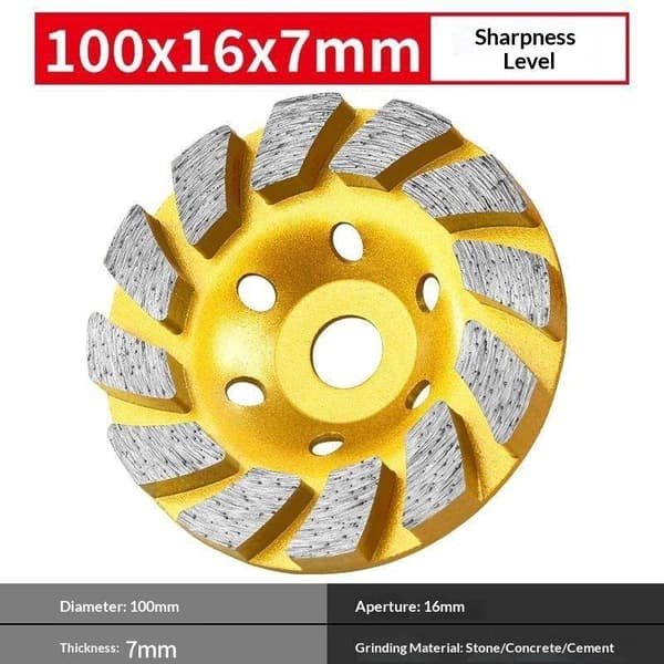 4\" Beton Turbo Diamant Slibekopskive 12 Segmenter Til Ma