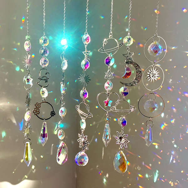 Vedhæng Have Suncatcher Vindklokker Rainbow Prism Crystal Cha A2