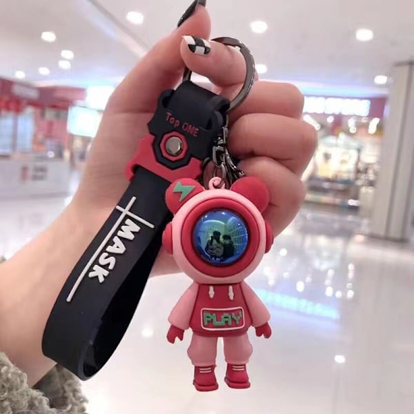 Sarjakuva Lightning Bear Avaimenperä Astronaut Bear Doll Avaimenperä laukku Pink
