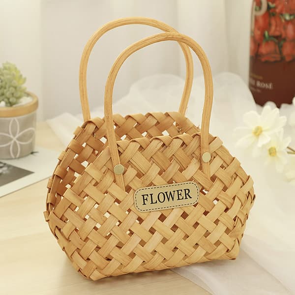 Korg flätad bambu korgar blommor bambu korg korgar deco 1