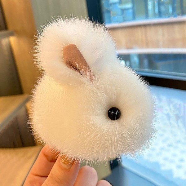 Imitera Bunny Fur Hairball Mini Väskor Hängande hängande nyckelring A1