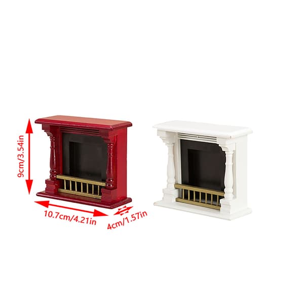 1/12 Dukkehus Mini Pejs Model Dukkehus Stue Møbler White