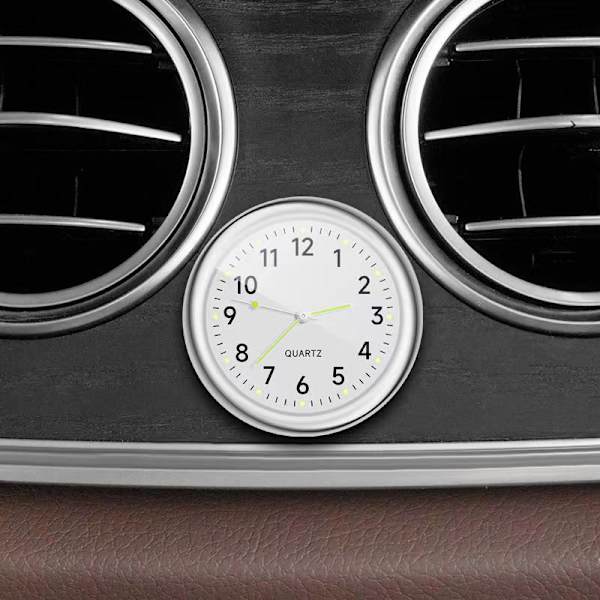 1PC Mini Watch Car Quartz Clock Mini Electronic Clock Waterproof white 1