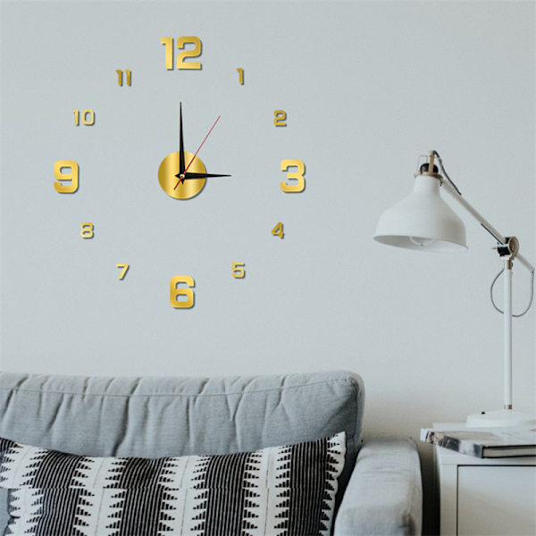 DIY Veggklokke For Hjemmekontor Rammeløs Moderne 3D Wall Silent Silver