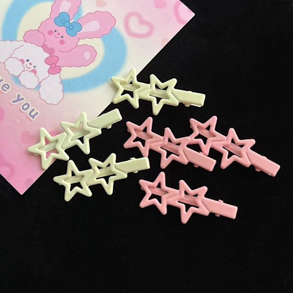 e Sweet Stars hårnål Pentagram Duck Beak Clip Girls Y2k Hair A White