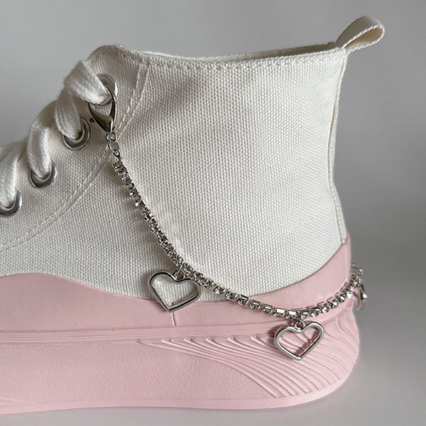 Charm Tofs Hjärthänge Boot Shoe Chain Smycken för trendiga S A
