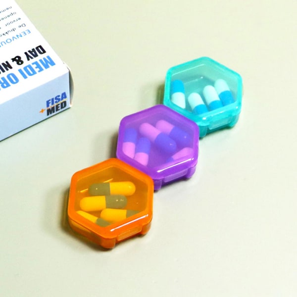 3 STK Lille Pilleæske Daglig Mini Pill Organizer Bærbar til Purs Multicolor